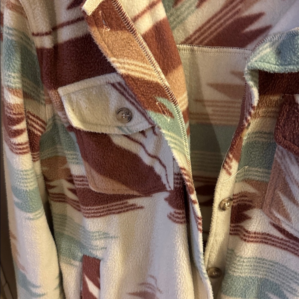 Thread & Supply Tullis Multicolor MAUVE TEAL AZTEC Fleece Jacket - Picture 4 of 5